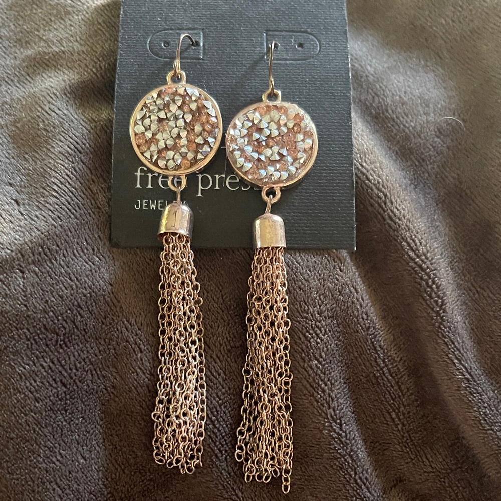 Free Press Gold Chain Tassel Earrings